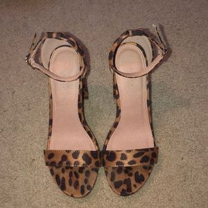 Cheetah ankle strap block heel